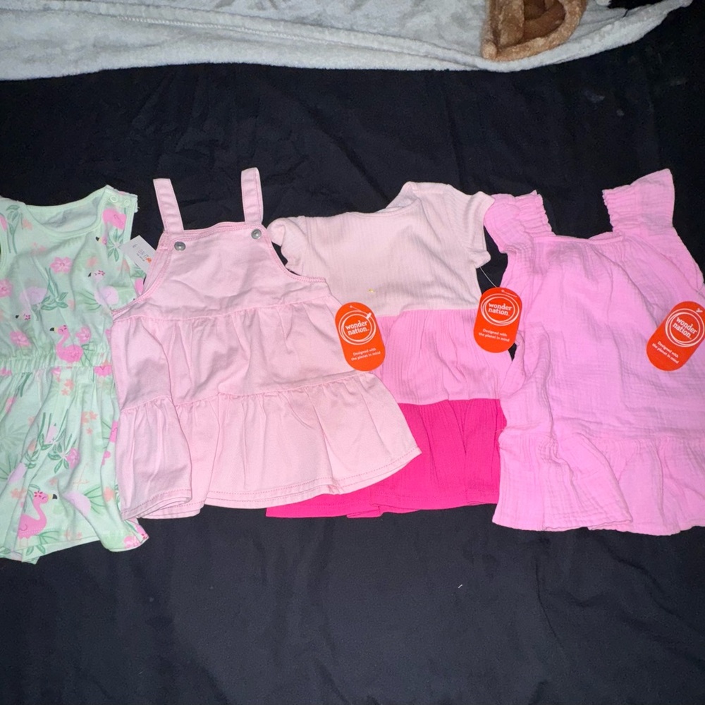 Wonder Nation Casual Kids Dresses in Pink and Green